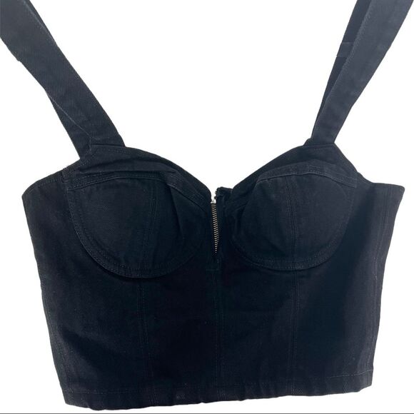 GRLFRND Ariel Black Denim Bralette Top - Picture 4 of 8